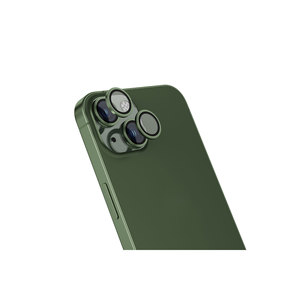 Protection d'objectif d'appareil photo en verre trempé avec anneau métallique vert de la série HRMN CL-13 Premium pour iPhone 15 - Product Image 1