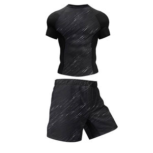 Premium <b>Men</b> <b>Rash</b> <b>Guard</b> and Shorts Set UPF 50+ Surfing Suit Lightweight Compression Swimwear Outfit - Product Image 2