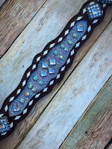 Kaamkaaj Genuine Leather Metal Components Western Saddle Horse Tack <b>Set</b> Buckle Closure <b>Beaded</b> Headstall Breast Collar Washable - Product Image 5