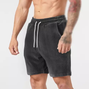 Nueva gran oferta de pantalones cortos de pana para hombre, medio Pantalón ajustado para entrenamiento, estilo cómodo de moda con cintura elástica - Product Image 2