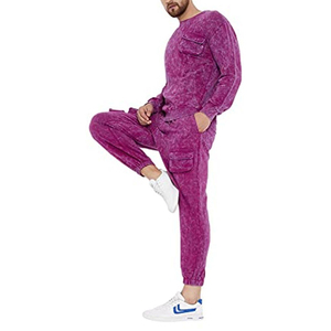 Best Quality Wholesale Latest Design Plain Men Acid Washed Tracksuit Low Prices Solid Custom Made Men Acid Washed Tracksuit New - Product Image 2