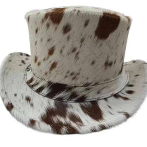 Sombrero de Copa Steampunk de Cuero con Pelo Natural - Product Image 1