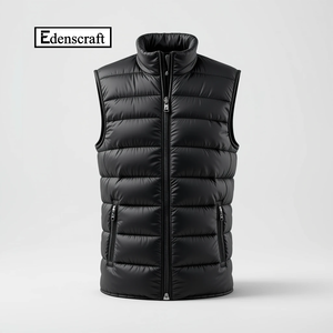 Custom Black Breathable Eco-Friendly Puffer Jacket <b>Vest</b> <b>Men's</b> Autumn Custom Color Warm Stylish Sleeveless Wholesale Outdoor - Product Image 1