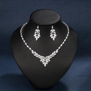 Moissanite Sterling Silver Marquise Shape & Earring Beautiful Necklace & Earring Set Customized Jewelry Gift for <b>Wedding</b> - Product Image 2