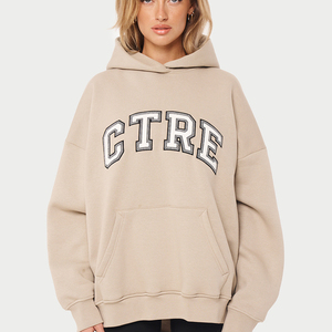 Sudadera con capucha de gran tamaño de algodón 100% para mujer, Material ligero de secado rápido, transpirable, estampado de logotipo personalizado, Sudadera con capucha - Product Image 1