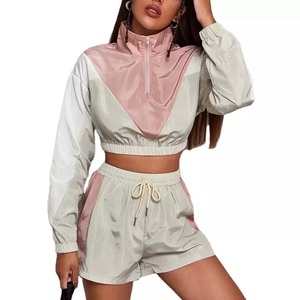 Conjunto corto cortavientos personalizado de alta calidad para mujer, ropa de calle de nuevo diseño 2025, conjunto de pantalones cortos de chándal cortavientos - Product Image 5