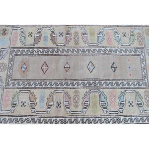 Petit tapis vintage 3x4,6 pieds, tapis turc en laine camouflage brun et blanc - Product Image 4