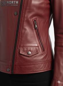 Último diseño moda mujer moda chaqueta precio al por mayor mujeres cuero moda chaquetas señoras chaqueta de cuero personalizado - Product Image 5