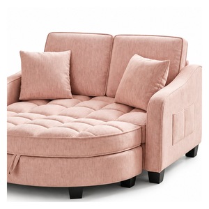Sofá Redondo Moderno de 2 Plazas, Chaise Longue Acolchado, Otomana, con Patas de Madera, para Sala de Estar - Product Image 5