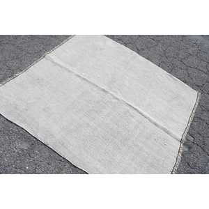 Alfombra Vintage, Alfombra Turca de 4.9x5.2 pies, Alfombra de Lana Blanca Abstracta - Product Image 4