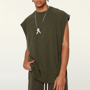 Débardeur sans manches rétro délavé de haute qualité pour hommes gilet de sport de gymnastique personnalisé 240gsm Spandex/coton lourd OEM écologique - Product Image 3