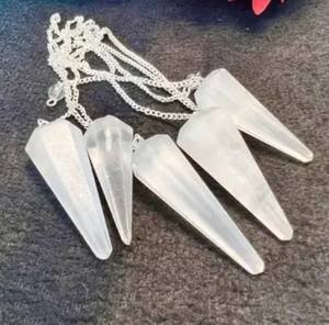 Pendule en cristal de sélénite naturelle à facettes en forme de cône Offre Spéciale sculpté améthyste pierre précieuse d'amour semi-précieuse pour la méditation Feng - Product Image 4