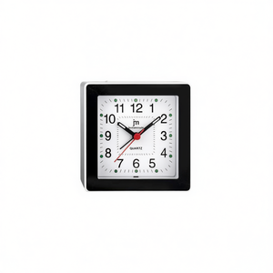 JUSTAMINUTE JA7061QB White and Black Alarm Clock for Lowell Stylish <b>Desk</b> & Table Clock - Product Image 2