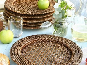 Haute qualité luxe moderne marron ensemble rotin chargeur plaque durable versalite tissé rotin napperons - Product Image 5