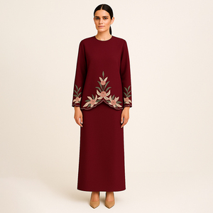 ZAHIRA KURUNG modesto tradicional musulmán de dos piezas Baju Kurung hecho a mano modestia ropa para Bodas de talla grande poliéster - Product Image 4
