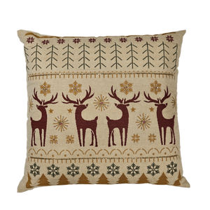 ปลอกหมอนอิงปักลายกวางเรนเดียร์คริสต์มาส งานฝีมือ 100% ผ้าฝ้าย เป็นมิตรกับสิ่งแวดล้อม ตกแต่งด้วยงานปักเลื่อม เหมาะสำหรับใช้ในบ้านและโรงแรม - Product Image 1