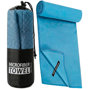 Asciugamano Sportivo in Microfibra Tinta Unita, Asciugatura Rapida, Leggero, per Viaggi, Palestra, Spiaggia, Yoga, Campeggio, con Sacca a Rete - Product Image 1