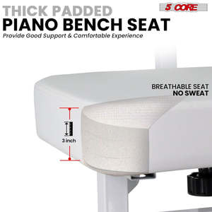 5 Core Piano Bench 3 <b>Padded</b> Cushioned Stool w Backrest Heavy Duty Musician <b>Chair</b> Height Adjustable - Product Image 5