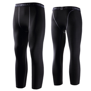 <b>Mens</b> 3/4 Compression Tights Custom Logo Sports <b>Base</b> <b>Layer</b> Pants Quick Dry Anti-Bacterial Anti-UV Elastic Waist OEM ODM Leggings - Product Image 2