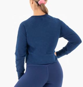 OEM último diseño pulóver manga larga sudaderas deportivas etiqueta privada personalizada gris Crop Hoodie - Product Image 4