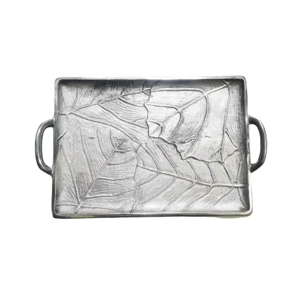 Elegante Metall-Aluminium-Schale mit Griffen poliertes Aluminium servierform Gussplatte Designer ausgefallenes Tray zum Servieren