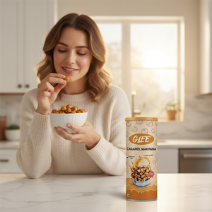 Nueces Makhana Caramelizadas Bajas en Grasa Premium, 80g, Estilo Pringle, en Lata, Tostadas, Sin Gluten, Snack Dulce - Product Image 3