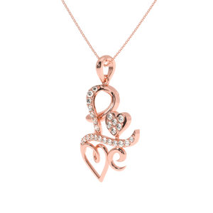 AJRETAIL Pendentif en diamant de 0.24 carats Design de l'écriture d'amour doré avec une couleur élevée et une clarté VS-SI Plaqué or et or blanc - Product Image 4