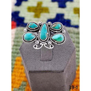 Bague ajustable artisanale en turquoise émeraude de la Vallée du Sud-Ouest et argent sterling, avec technologie d'incrustation à sertissage clos, idéale pour un cadeau - Product Image 2