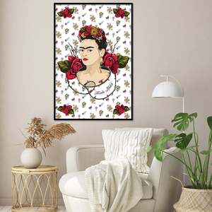 Póster de Frida Kahlo Estilo Bohemio, Impresión Artística en Lienzo Rojo y Blanco - Product Image 2