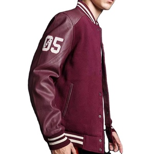 Nueva chaqueta de béisbol para hombre, ropa informal de buena calidad con mangas de cuero, elegante chaqueta de béisbol universitaria para hombre - Product Image 2