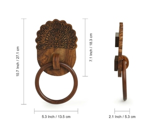 The Dancing Peacock <b>Wooden</b> Hand <b>Towel</b> Ring Holder Hand-Painted Wall Mount <b>Towel</b> <b>Rack</b> Hanger for Kitchen <b>Wooden</b> Hand <b>Towel</b> <b>Rack</b> - Product Image 6