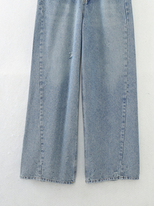 OEM personalizado cremallera mosca Denim pierna ancha de longitud completa casual moda jeans pantalones de las mujeres de encargo suelta de alta cintura Boyfriend estilo de mezclilla - Product Image 5