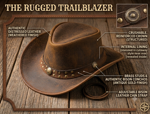 Sombrero Vaquero de Cuero Marrón Vintage de Ala Ancha para Adultos Unisex, Uso en Exteriores para las Cuatro Estaciones, Anwar Enterprises AL-7001 - Product Image 2