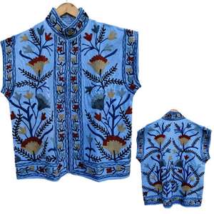 Suzani เสื้อแขนกุดปักลายดอกไม้, เสื้อแขนกุดผ้าฝ้าย100% ระบายอากาศได้ดีเป็นมิตรกับสิ่งแวดล้อมเสื้อนอกฤดูหนาว - Product Image 1