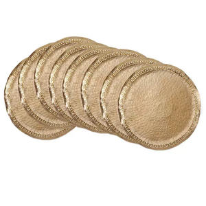 Plat rond moderne en acier inoxydable argenté Plateau de service vintage de luxe écologique Vente en gros pour plaque de chargement pour la maison et la fête - Product Image 2