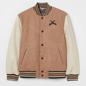 Veste d'hiver pour homme avec logo personnalisé, style Letterman, col montant, en laine/cuir, respirante, nouveau style, vente chaude - Product Image 1