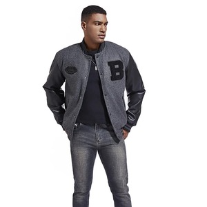 Veste de baseball décontractée pour hommes, tendance jeunesse automne et hiver avec coutures brodées et fermeture à bouton en corne, vêtements de collège - Product Image 5