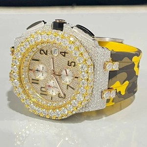 Hip Hop Sang Trọng Tùy Chỉnh Người Đàn Ông Của & Phụ Nữ Của Cơ Khí Analog Đồng Hồ Đeo Tay Iced Titan Ban Nhạc Silicone Glass Quay Gra Chứng Nhận - Product Image 2