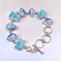 Bracelet unisexe en argent sterling 925 plaqué or, serti de pierres de lune, bijoux fins faits main en Inde, cadeau tendance