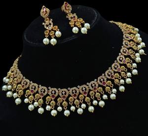 Joyería Tradicional del Templo del Sur de la India, Joyería Antigua para Bodas, Gargantilla Chapada en Oro Pesado y Conjunto de Joyería para Mujer - Product Image 1