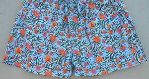 Cotton Hand Block Printed <b>Shorts</b> With Elastic and Drawstring Soft and Comfortable Unisex <b>Boxer</b> <b>Shorts</b> - Product Image 4