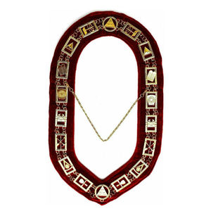 Mandil de Alta Sacerdote del Arco Real Masónico con Collar y Joyas Rojas, Precios Más Bajos, Collares de Cadena de Regalia Masónica - Product Image 1