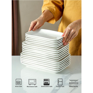 Logo personnalisé Plateaux de service en mélamine de 789 pouces Plateaux rectangulaires Plateaux de service blancs Ensemble d'assiettes en mélamine - Product Image 6