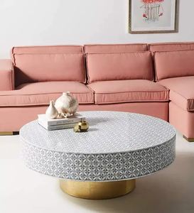 Mesa de centro con Incrustaciones de nácar, exquisita pieza central para el hogar hecha por MOP y mesa de centro de madera, uso de decoración para sala de estar - Product Image 4