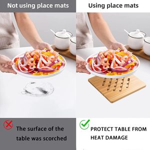 Bamboo <b>Trivet</b> Kitchen Bamboo Hot Pads <b>Trivet</b> Natural Mat Set for Hot Dishes/Pot/Bowl/Teapot/Hot Pot Holders 4 Square - Product Image 6
