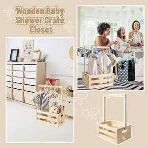 Cesta de madera para regalos de bebé Cesta de almacenamiento de bebé con asa Cesta de regalo de ducha para niños Niñas Regalos de <span class=keywords><strong>embarazo</strong></span> Nuevos padres - Product Image 5