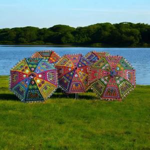 Rajasthani ร่มพิมพ์ลายช้างปักอินเดียตกแต่งงานแต่งงานแขวนฉากหลังร่มกันแดดหลากสีตกแต่ง - Product Image 3