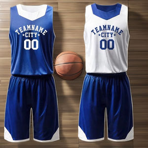 PromotionEnsemble d'uniformes de basket-ball personnalisé de haute qualité Ensemble de short et maillot de basket-ball réversible cousu avec logo brodé - Product Image 4