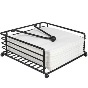 Cesta de servilletas de hierro única diseñada para complementar la configuración de la mesa de comedor temática vintage o rústica minimalista moderna - Product Image 4