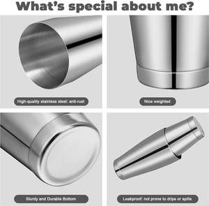 Wholesale Manufacturer Stainless Steel Boston Cocktail <b>Shaker</b> Silver Bar Tool Mocktail Cocktail Mixer Mixing Glass Bartender - Product Image 2